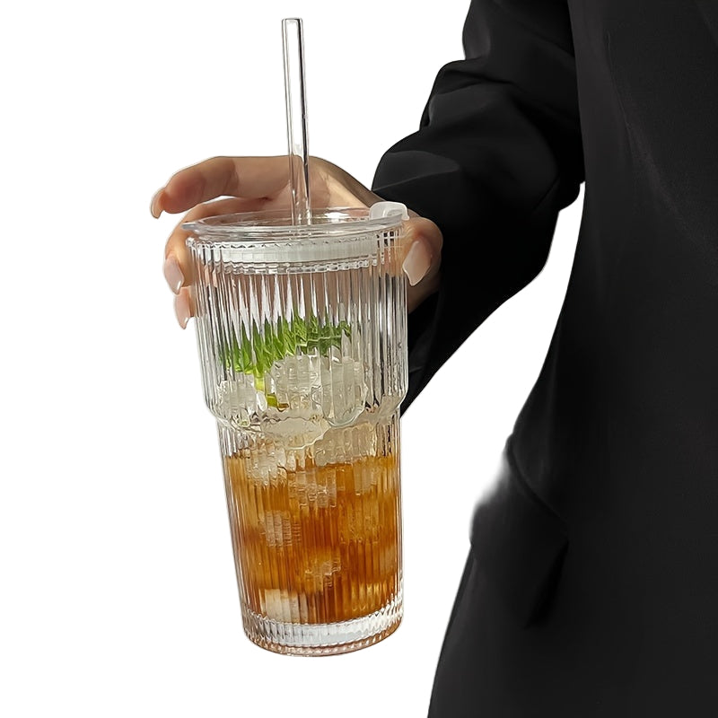 Glazen Koffiemok met Deksel en Rietje voor Koffie en Thee 5