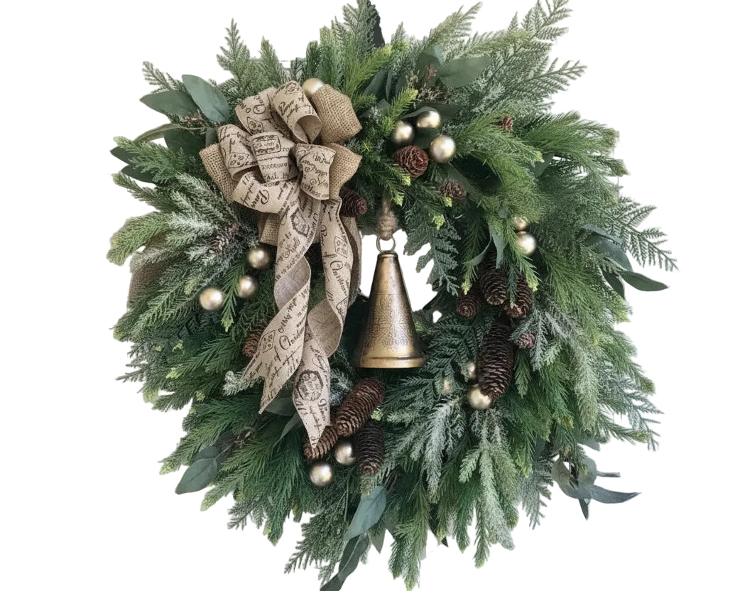 Grote Kunstmatige Kerstkrans Voor Deur Met Dennentakken En Decoratieve Elementen 0