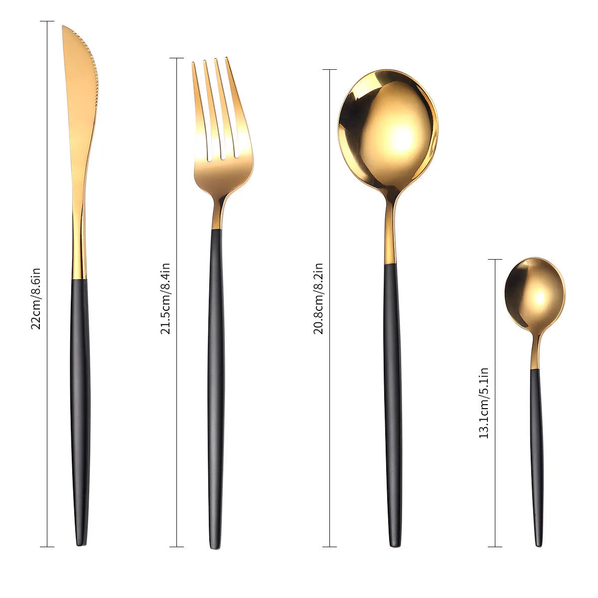 Bestekset met Gouden en Zwarte Afwerking