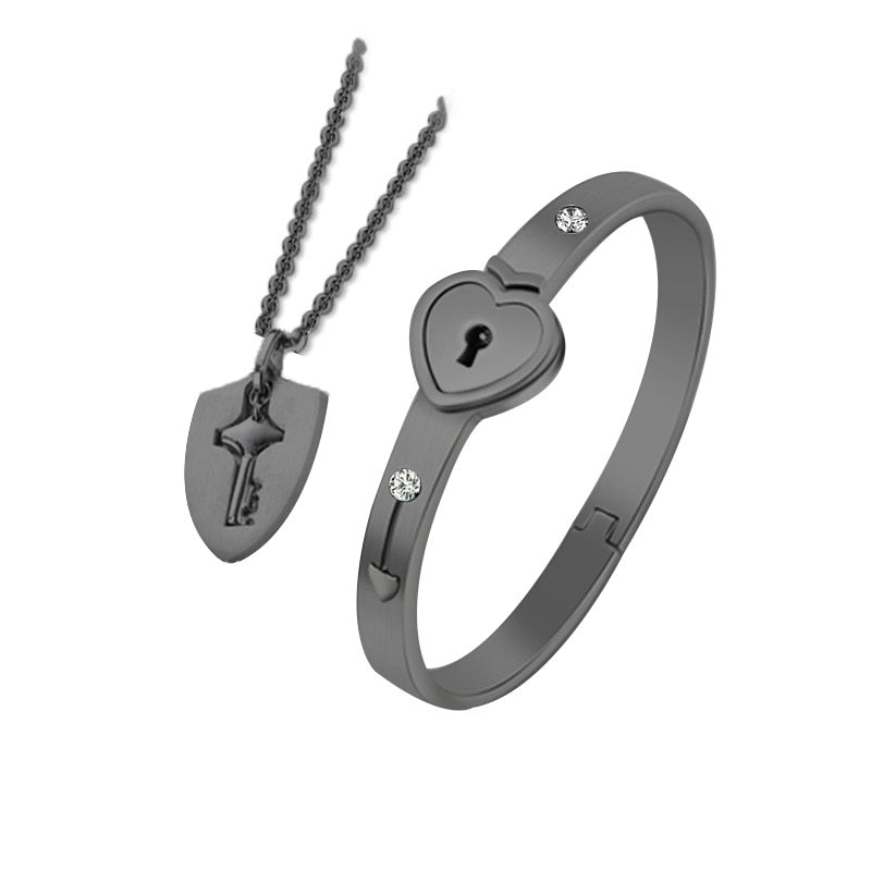 Lock Key Armband en Ketting Set