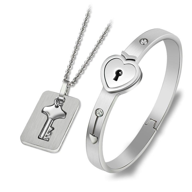 Lock Key Armband en Ketting Set