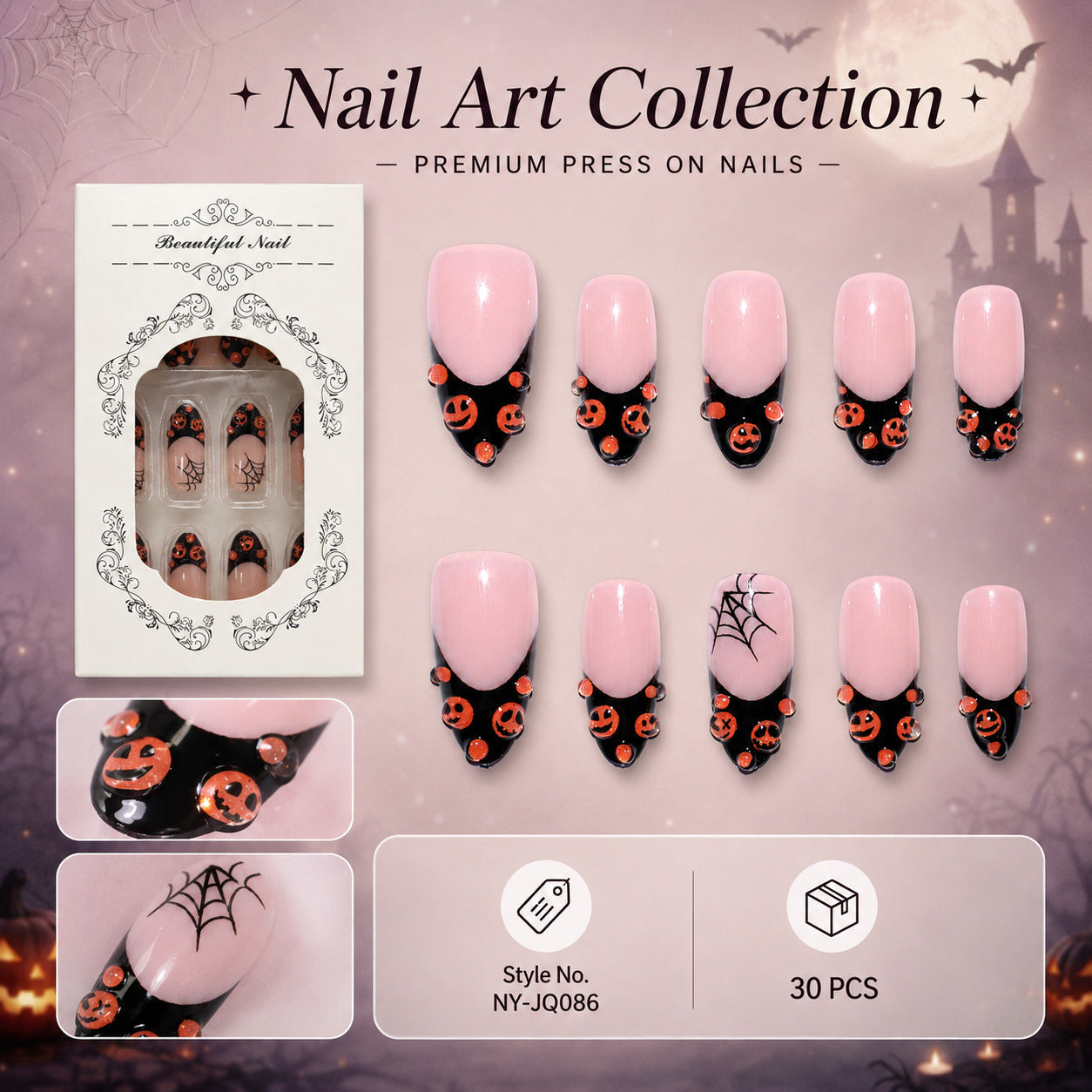 Halloween Nagelset Vrouwelijk Thema Feestelijk Ontwerp 0