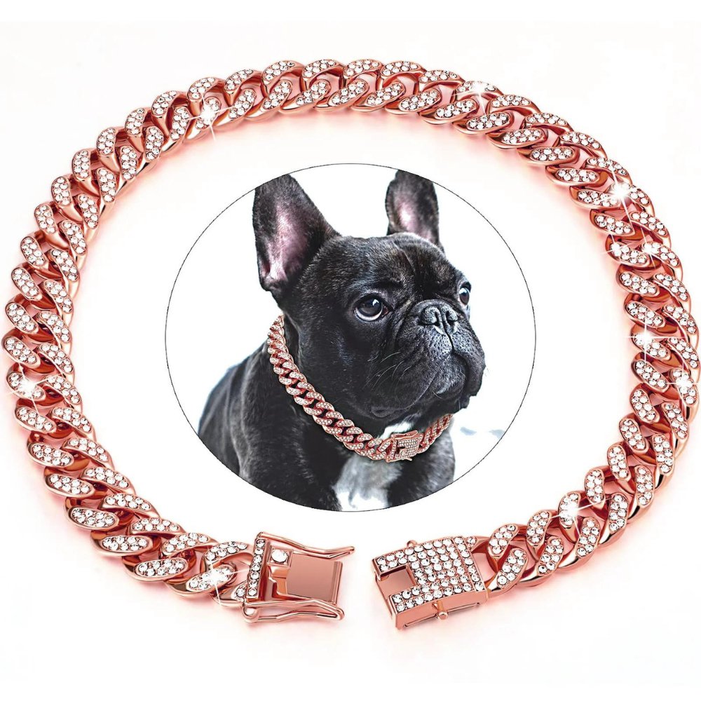 Halsband Hond Luxe met Gouden Ketting en Zirkonia Diamanten voor Honden 2