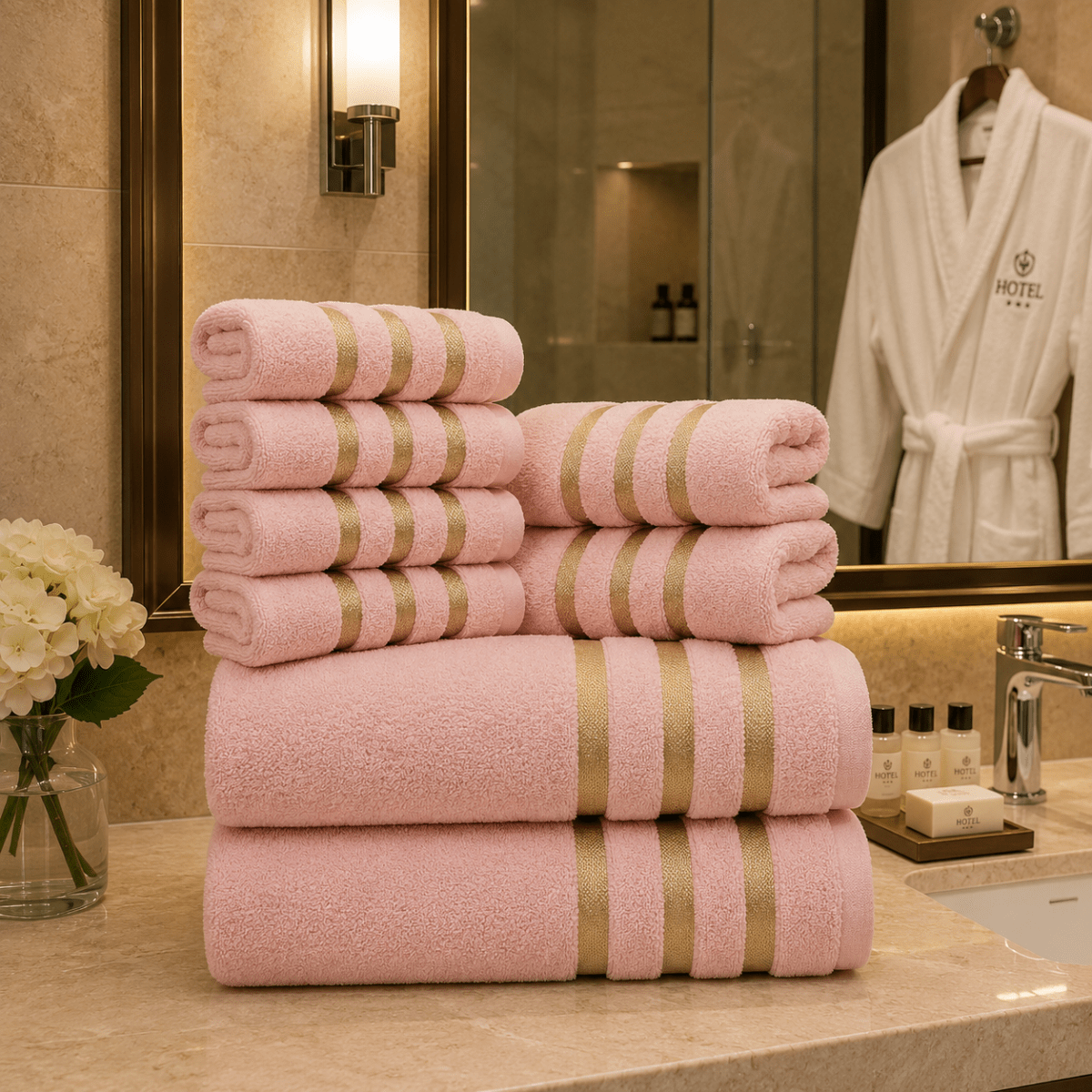Handdoeken Set voor Badkamer en Spa, 8-delige Handdoekenset voor Gezin 1