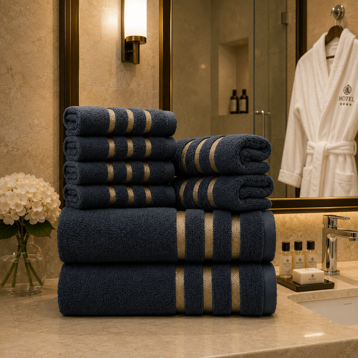Handdoeken Set voor Badkamer en Spa, 8-delige Handdoekenset voor Gezin 5