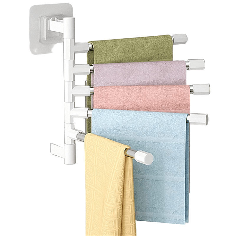 Handdoekenrek Badkamer Met Zuignap - Handdoek Rek Zonder Boren, Ruimtebesparend en Draaibaar Design 0