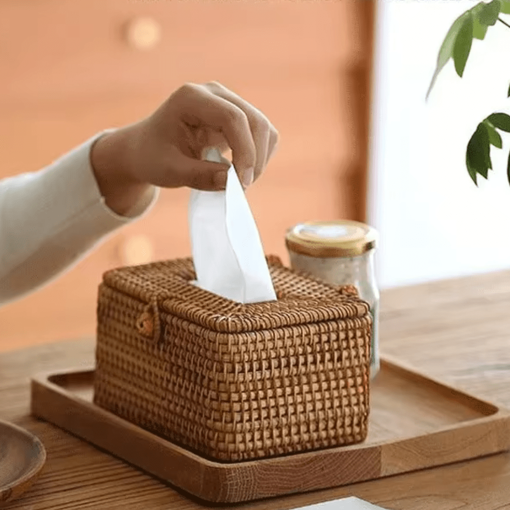 Handmade Tissue Box Holder Rattan Look Decoratieve Opberger 2