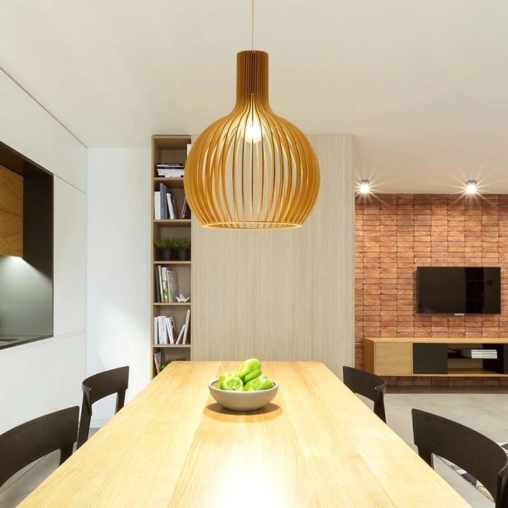 Hanglamp Eettafel Verstelbaar Houten Design voor Woonkamer en Slaapkamer 7
