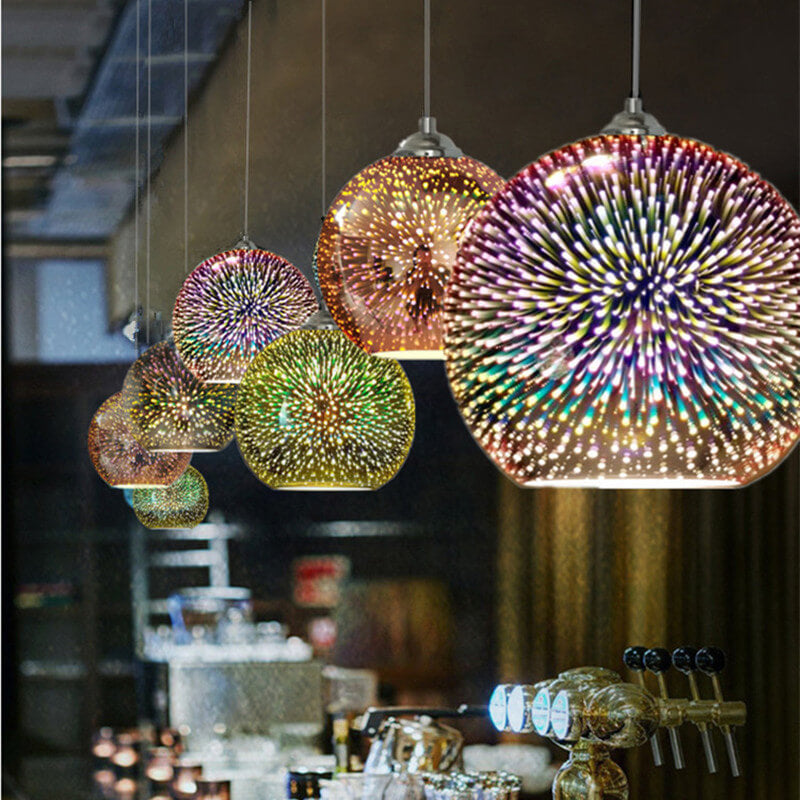 Hanglamp met 3D Vuurwerk Glas Creatief Design 2