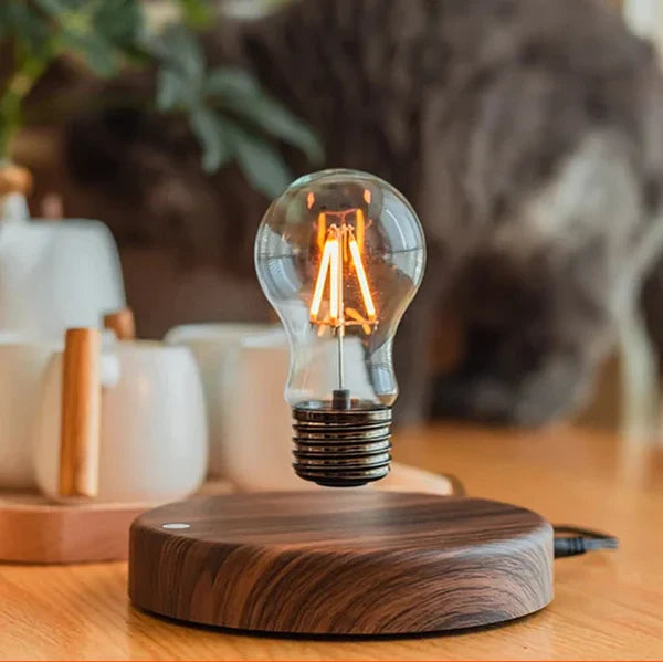 Hanglamp met Zwevende Edison Lamp en Walnoot Voet voor Moderne Interieurs 1