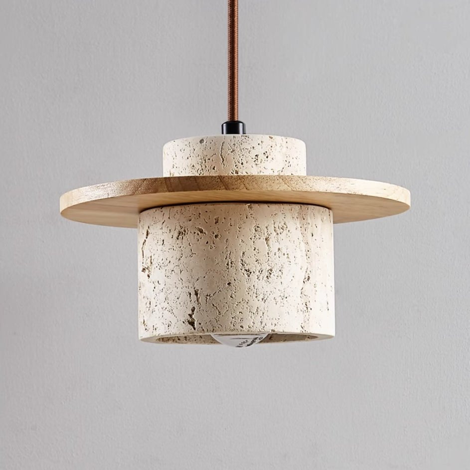 Hanglamp van Travertijn met Retro Afwerking 3