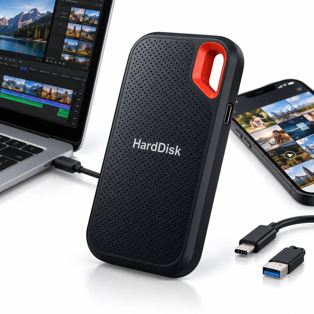 Draagbare Externe SSD met USB-C Aansluiting en Compacte Behuizing