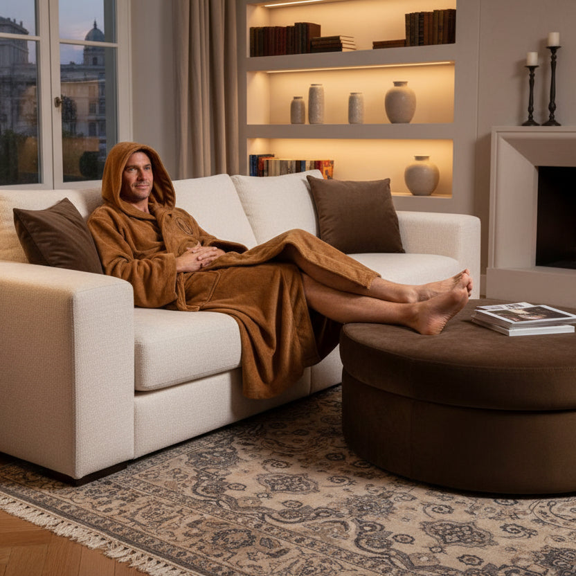 Heren Badjas Comfortabel met Capuchon en Riem voor Ontspanning 1