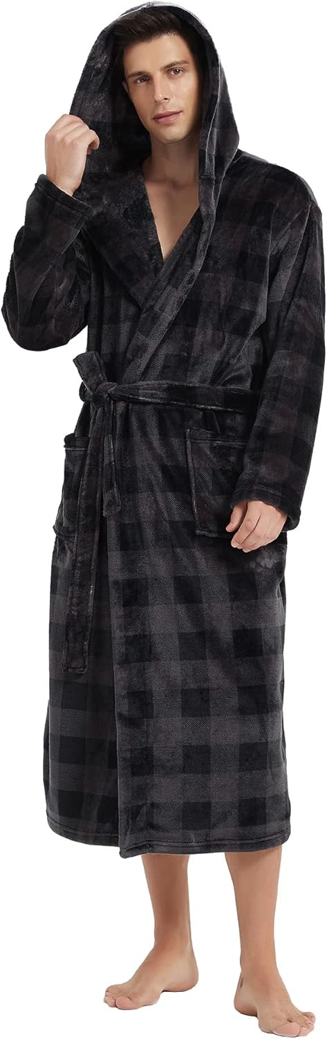 Heren Badjas Lange Fleece Stijlvol 12