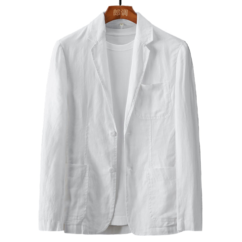 Heren Blazer Leinen Smalle Pasvorm met Reverskragen 5