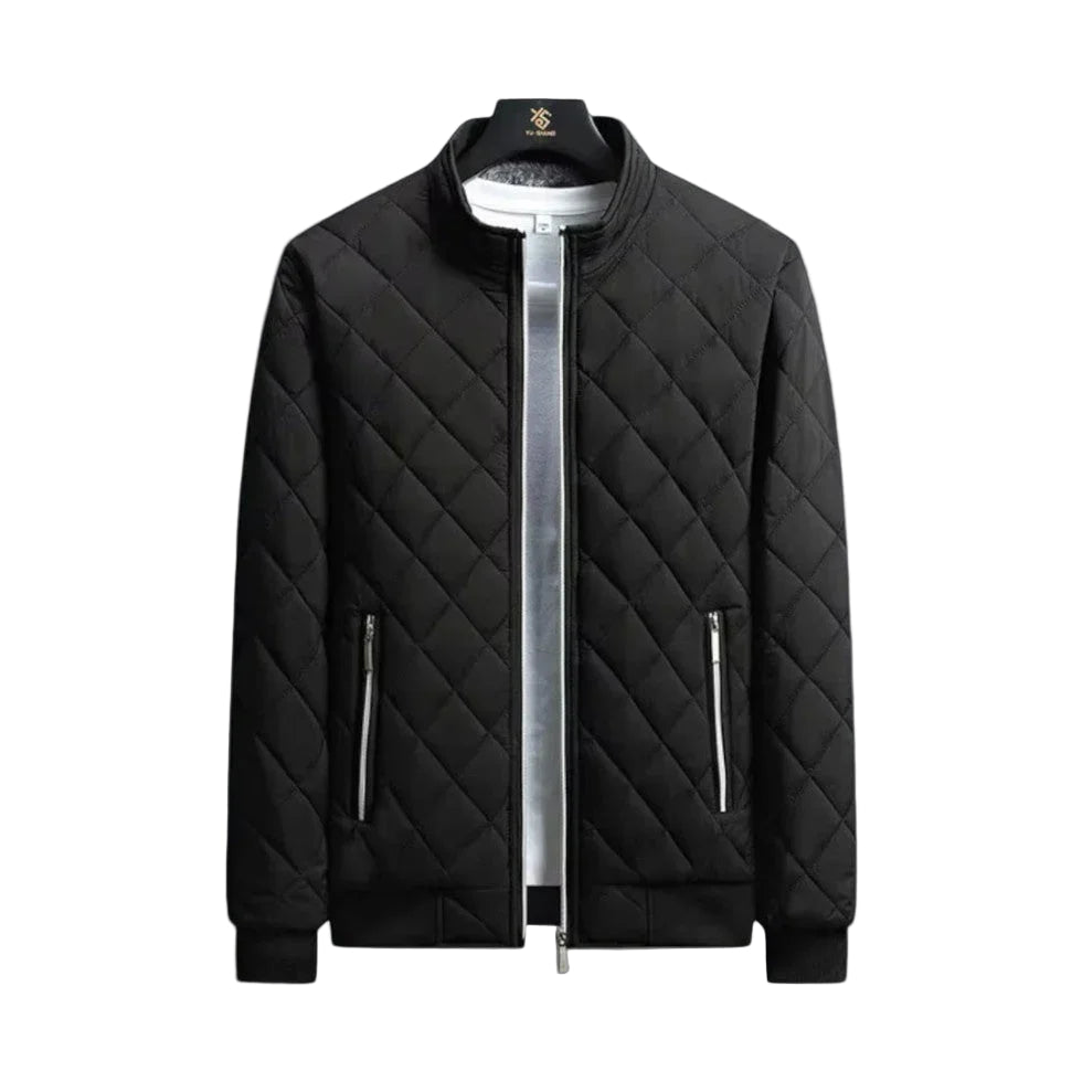 Heren Bomberjack Met Diamanttextuur En Fleecevoering 0