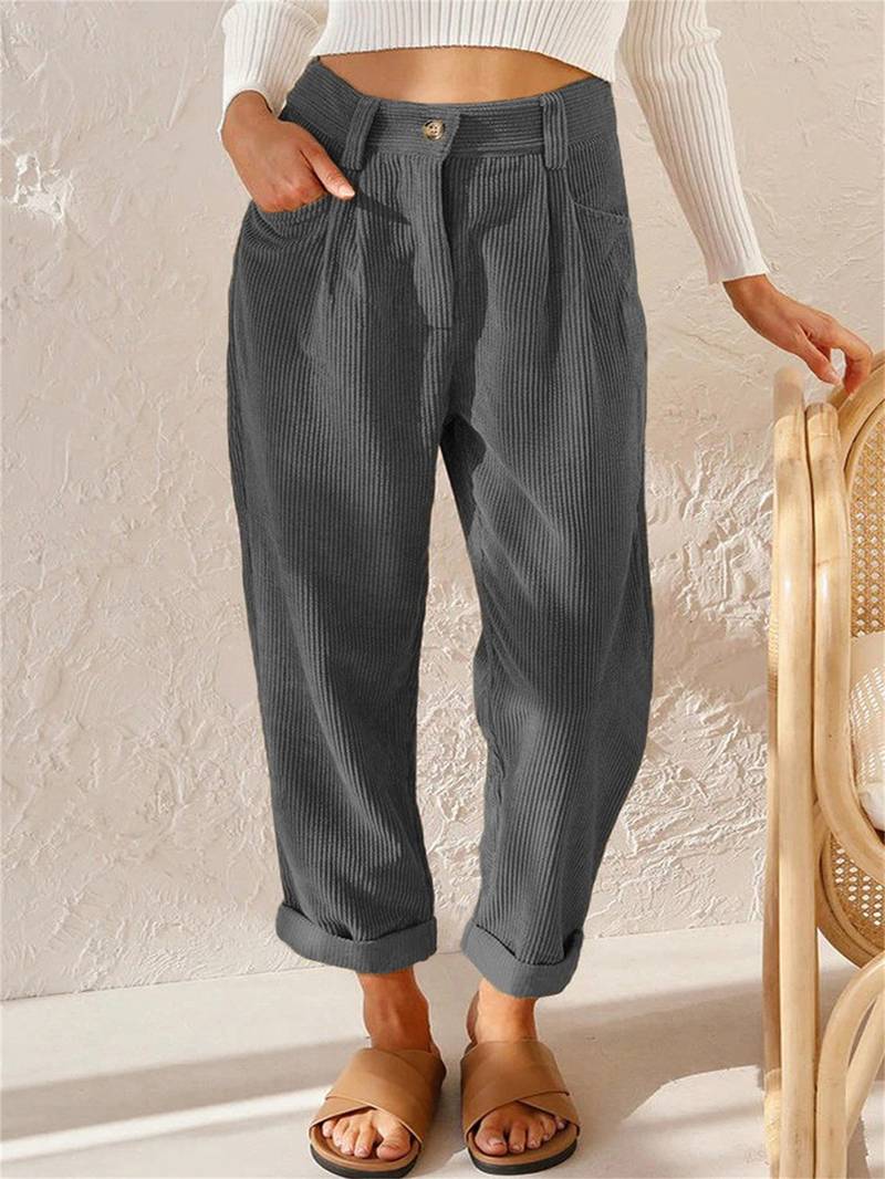 Heren Broek Casual Katoen Corduroy Met Twee Diepe Vakken 2