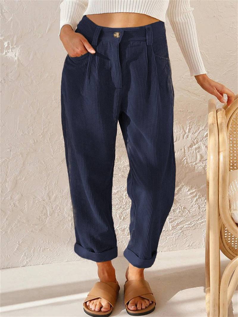 Heren Broek Casual Katoen Corduroy Met Twee Diepe Vakken 4