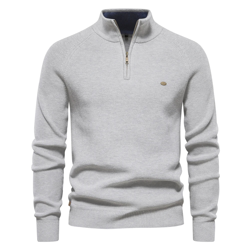 Heren Cardigan Hoog Col Casual Katoen Met Rits 0