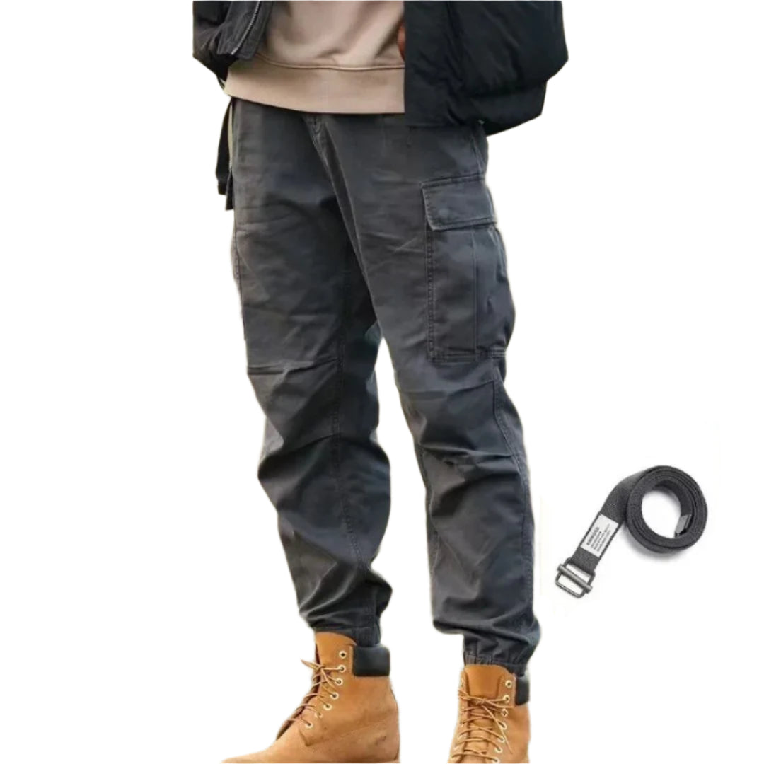 Heren Cargo Broek Vintage Stijl Katoen Met Riem 2