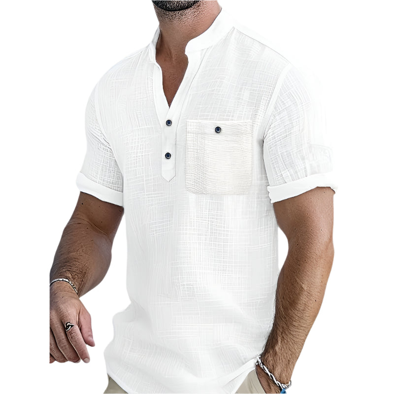 Heren Chemise Korte Mouwen V-Hals Rayon Casual 0