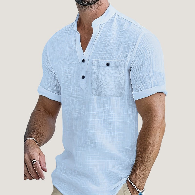 Heren Chemise Korte Mouwen V-Hals Rayon Casual 5