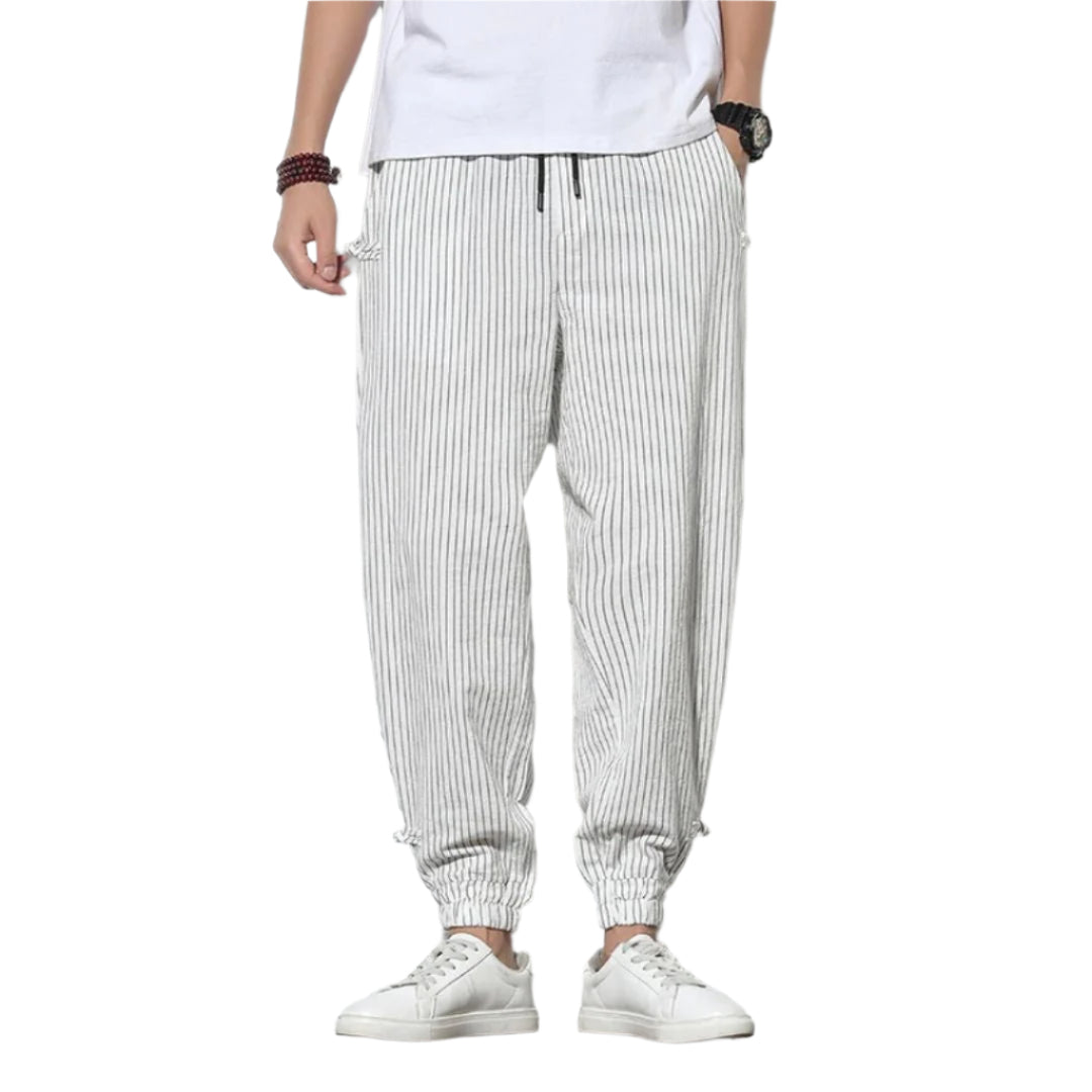 Heren Chino Broek Linnen Katoen Casual Rechte Pasvorm 0