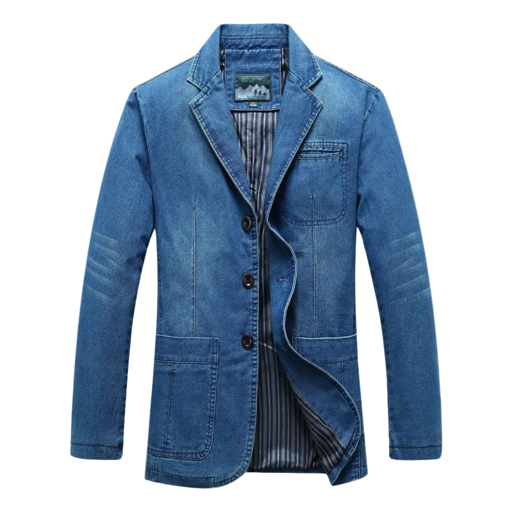Heren Denim Blazer Slim-Fit Casual Stijl 0