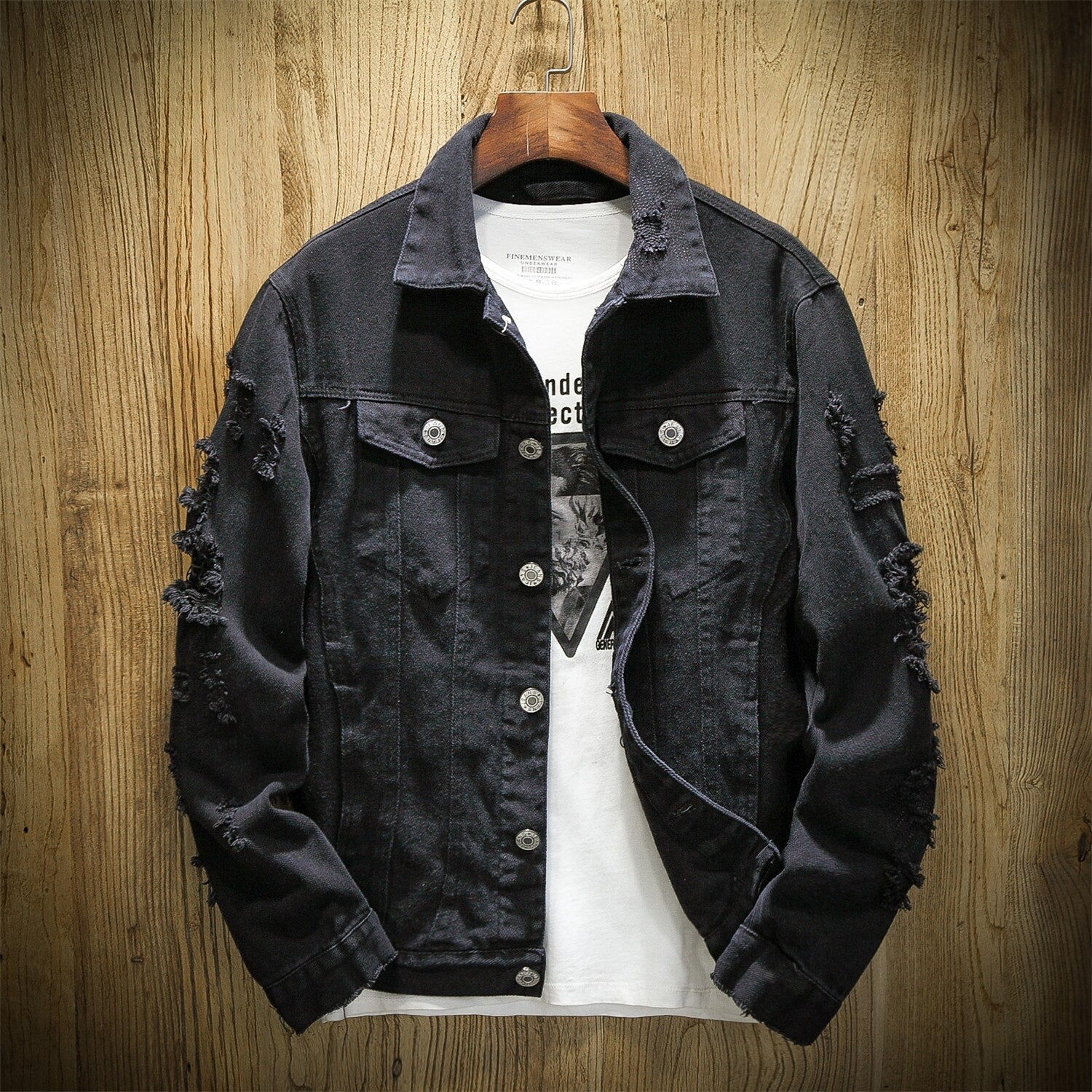 Heren Denim Jacket Urban Stijl Katoen 1