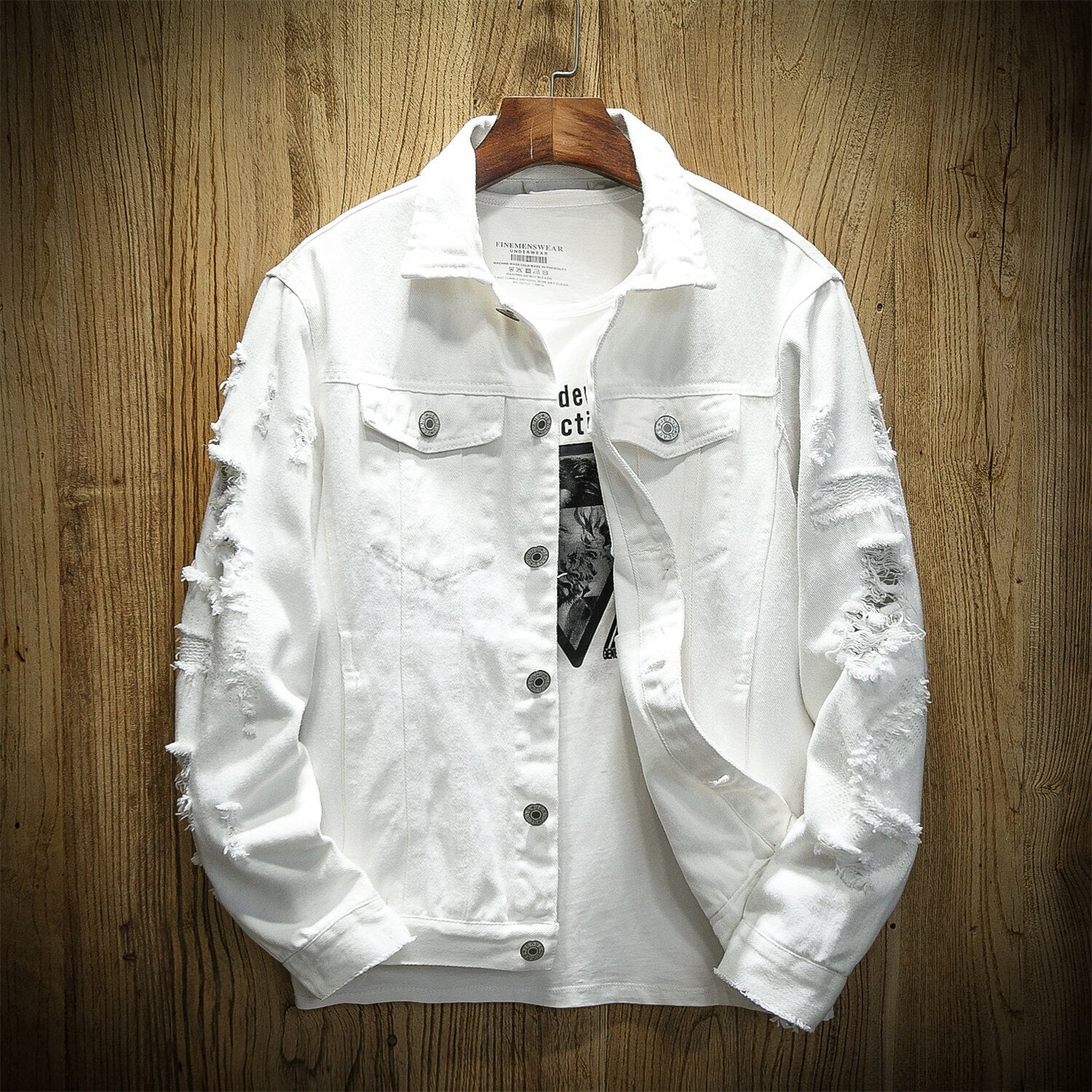 Heren Denim Jacket Urban Stijl Katoen 2