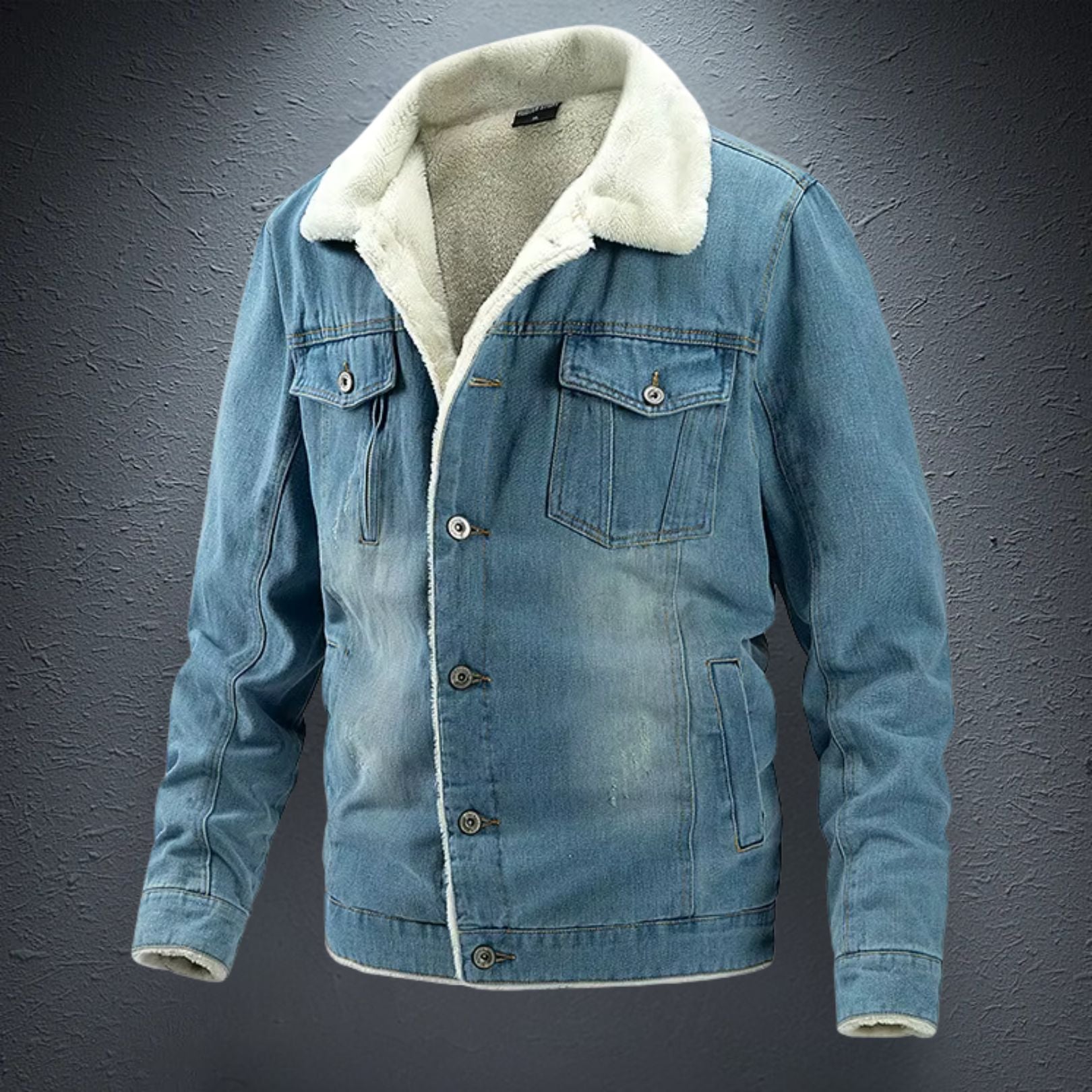 Heren Denim Jas met Fleece Voering 1