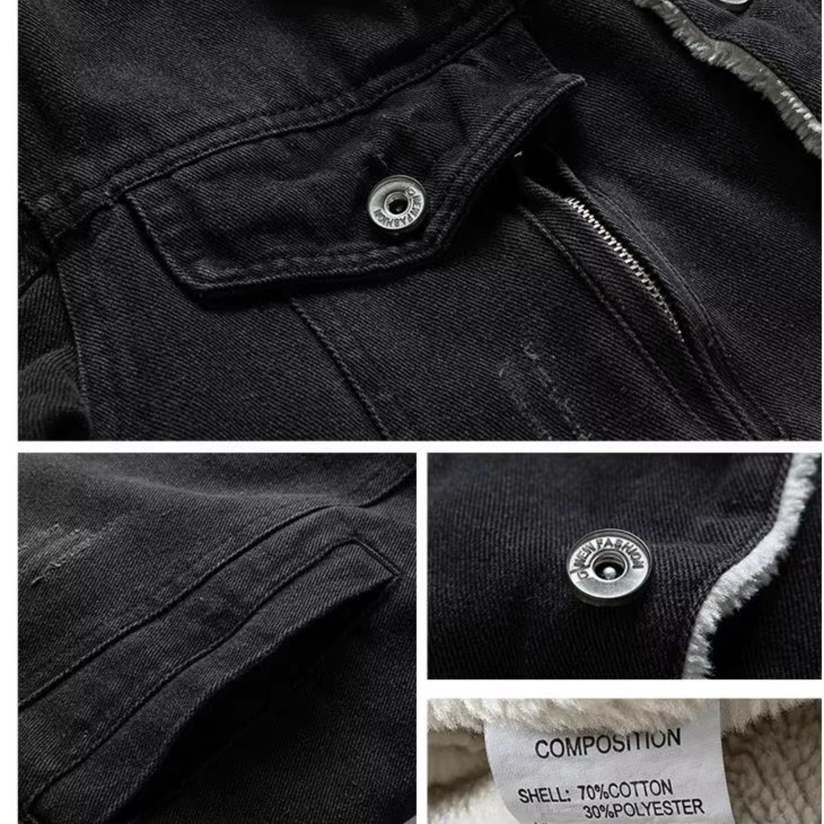 Heren Denim Jas met Fleece Voering 5