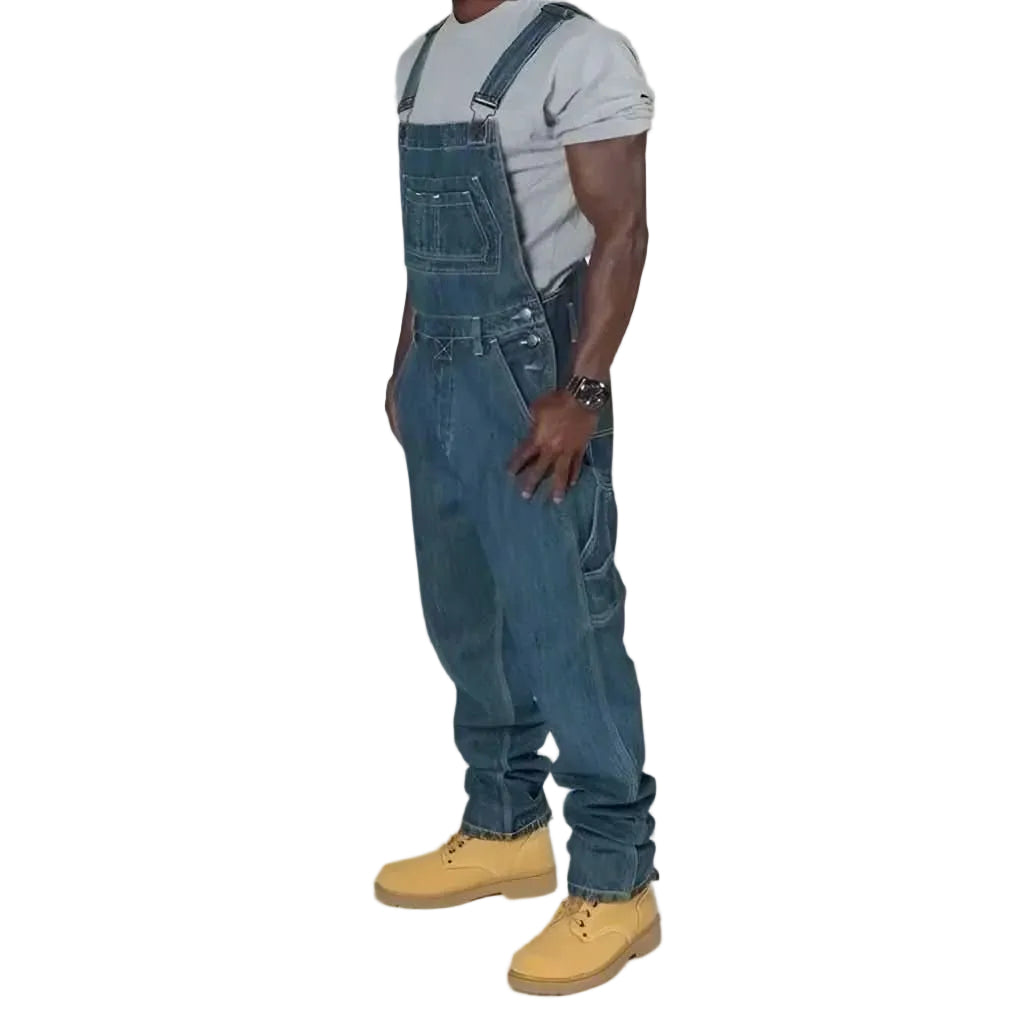 Heren Denim Overall Casual Stijl met Splitdetails 0