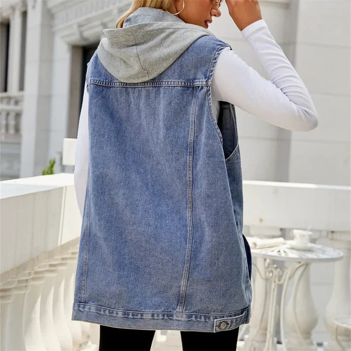 Heren Denim Vest met Capuchon voor Casual Stijl 2