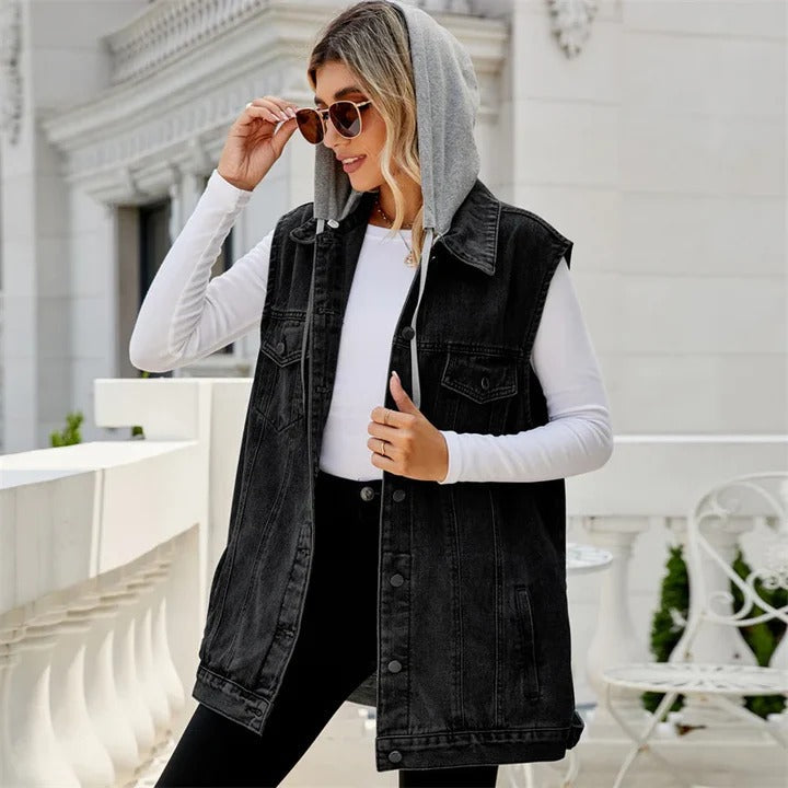 Heren Denim Vest met Kap Urban Edge 1