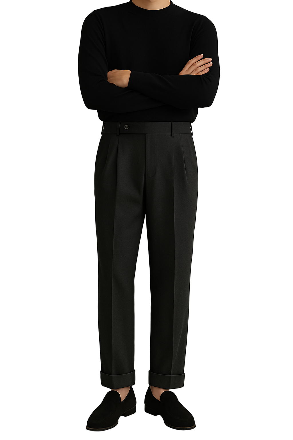 Heren Dress Trousers Wolmix Tailored Fit Hoge Taille 0