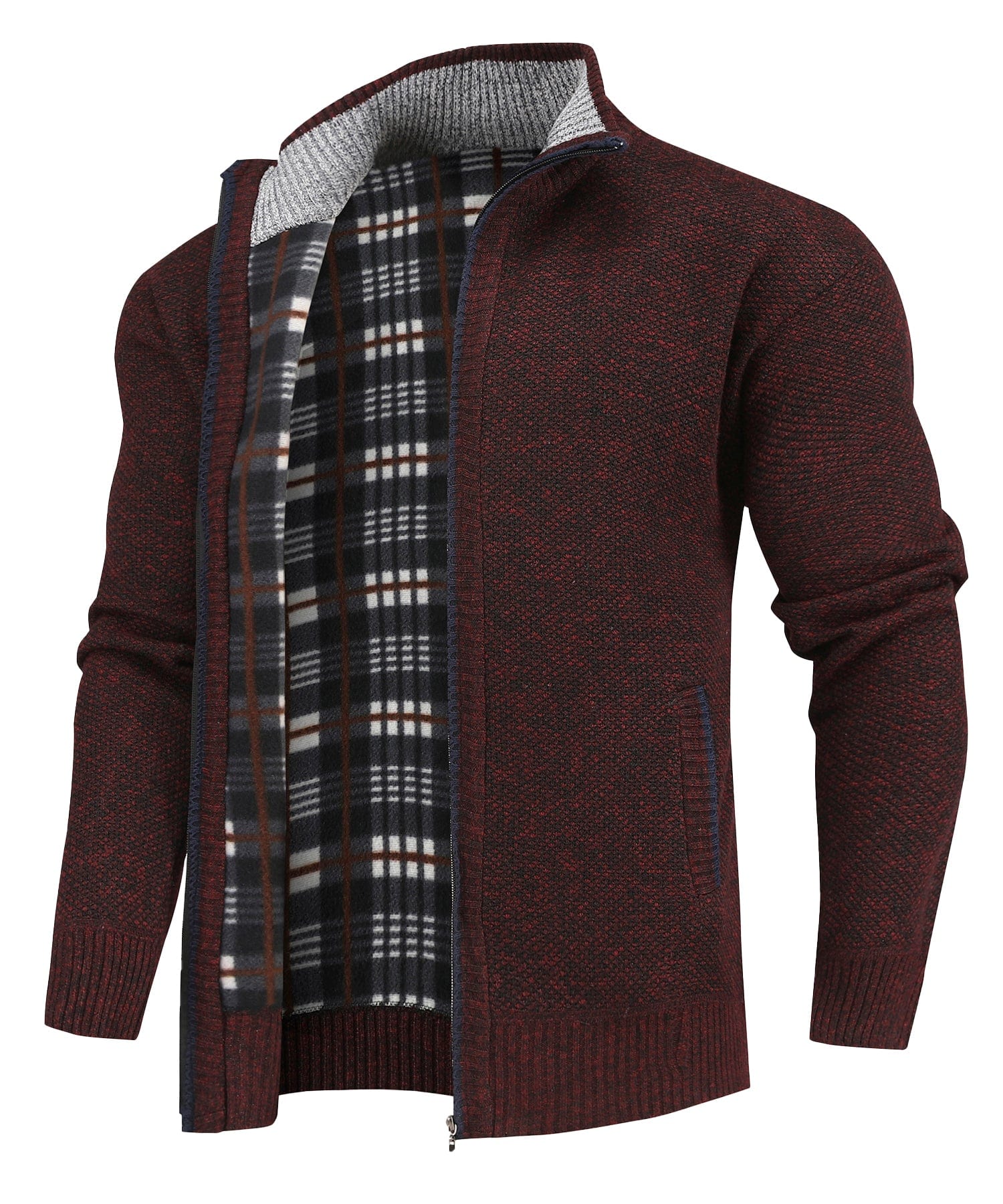 Heren Flanel Gevoerde Sweater Met Volledige Rits 4
