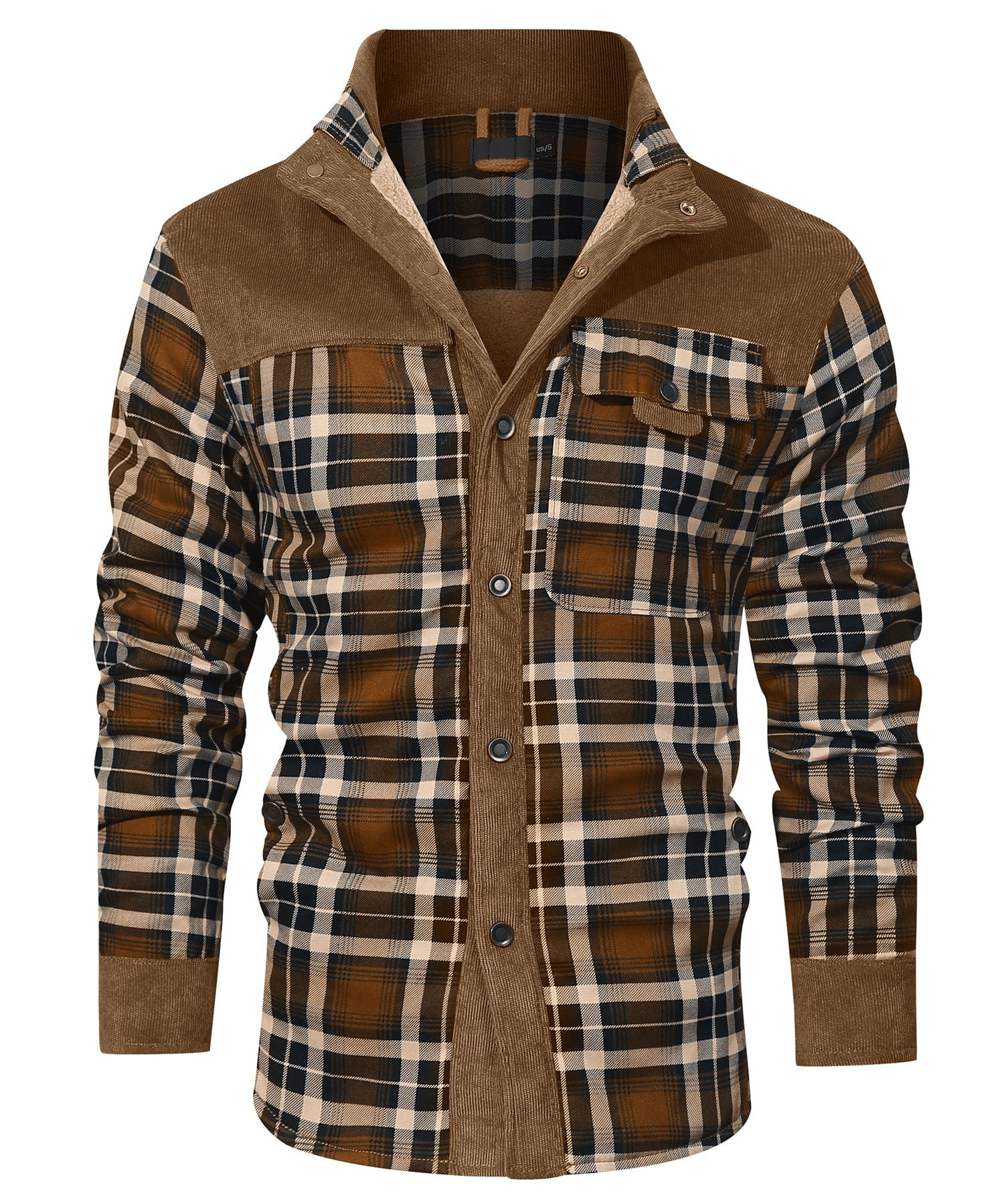 Heren Flanel Jacket Met Ruitpatroon en Fleece Voering 4