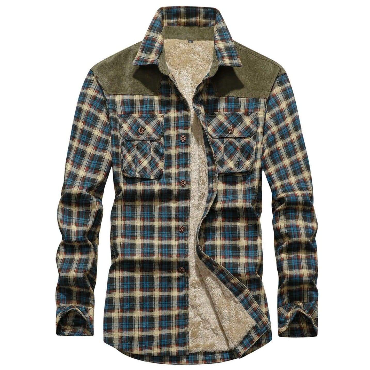 Heren Flanellen Jas Met Fleece Voering 0