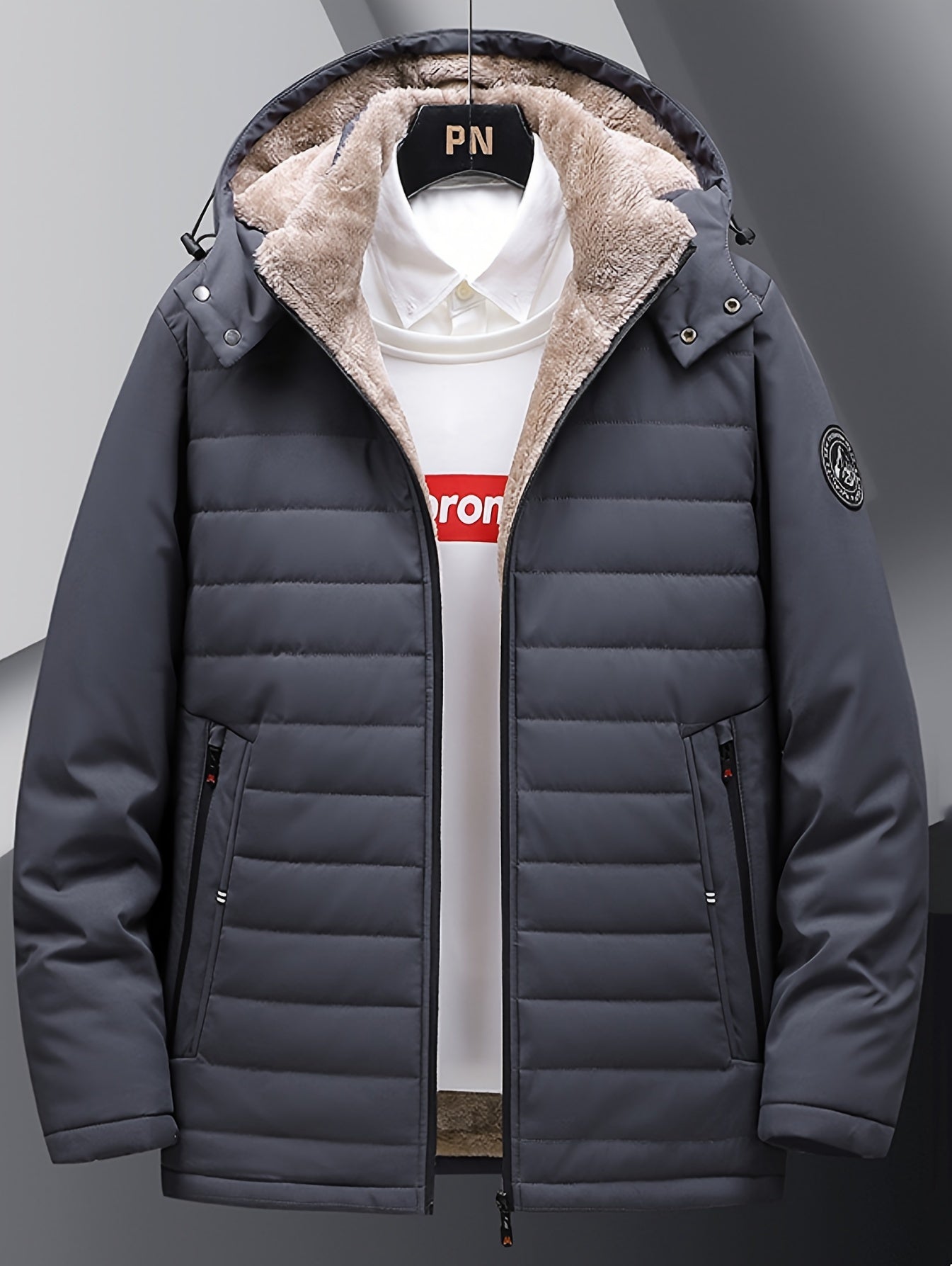 Heren Fleece Jacket met Capuchon en Rits 1