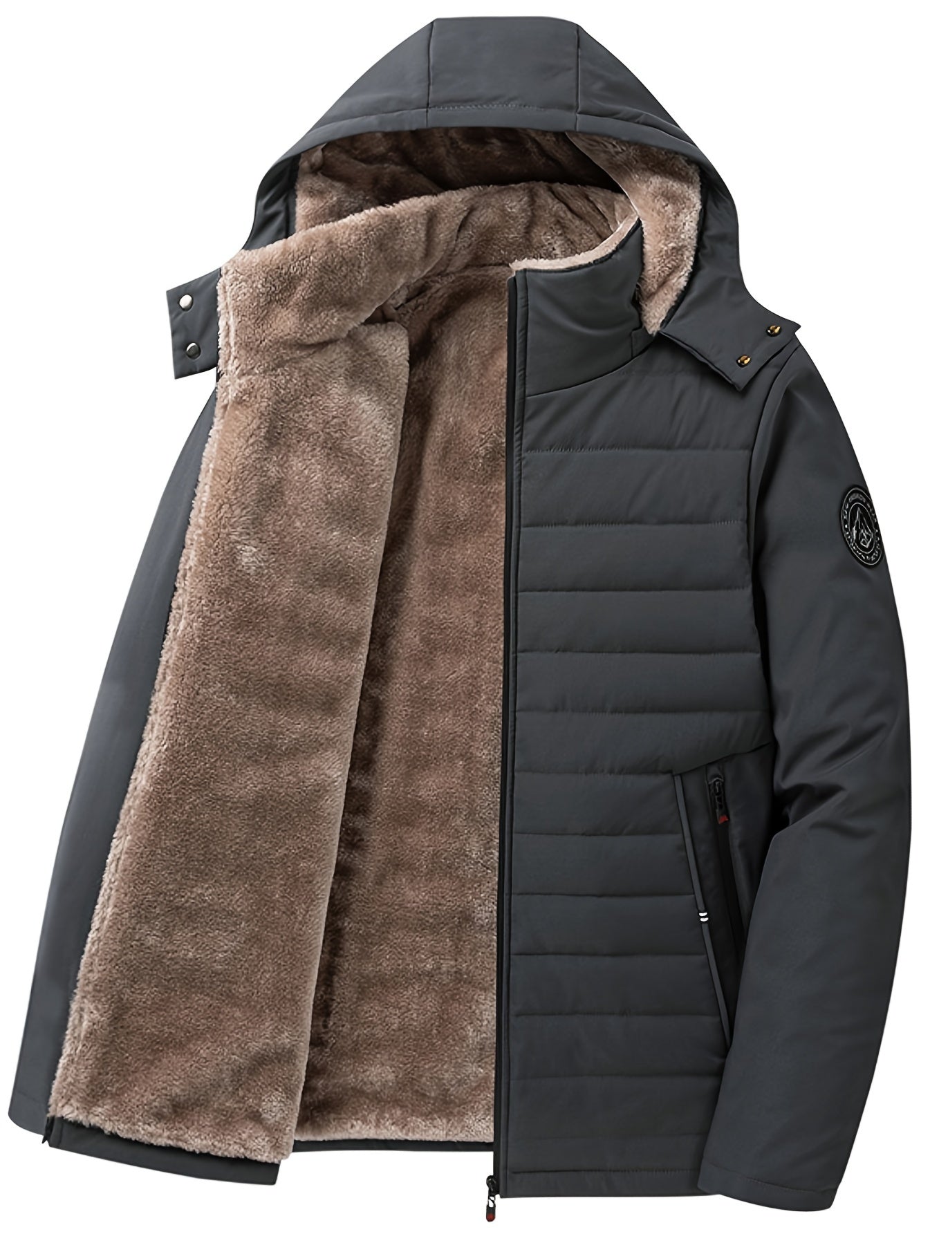 Heren Fleece Jacket met Capuchon en Rits 4