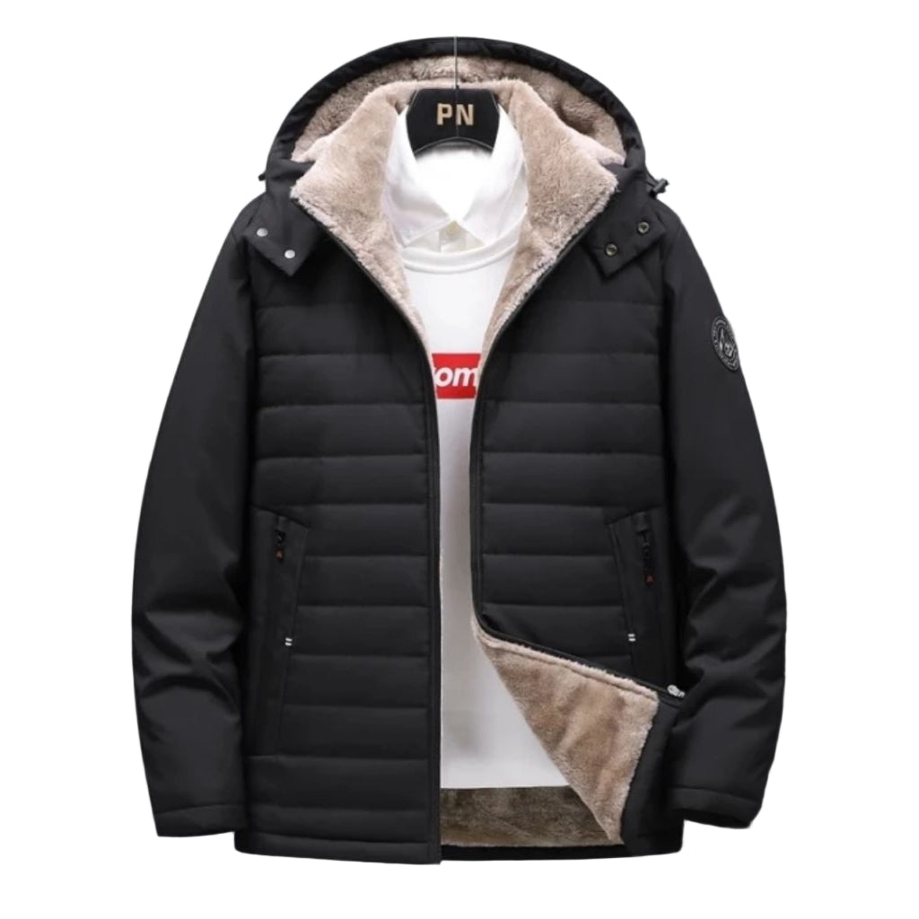 Heren Fleece Jacket met Capuchon en Rits