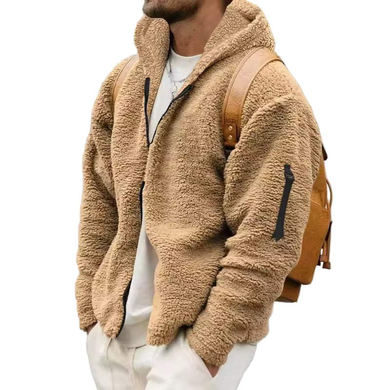 Heren Fleece Jas Oversized Met Capuchon 0
