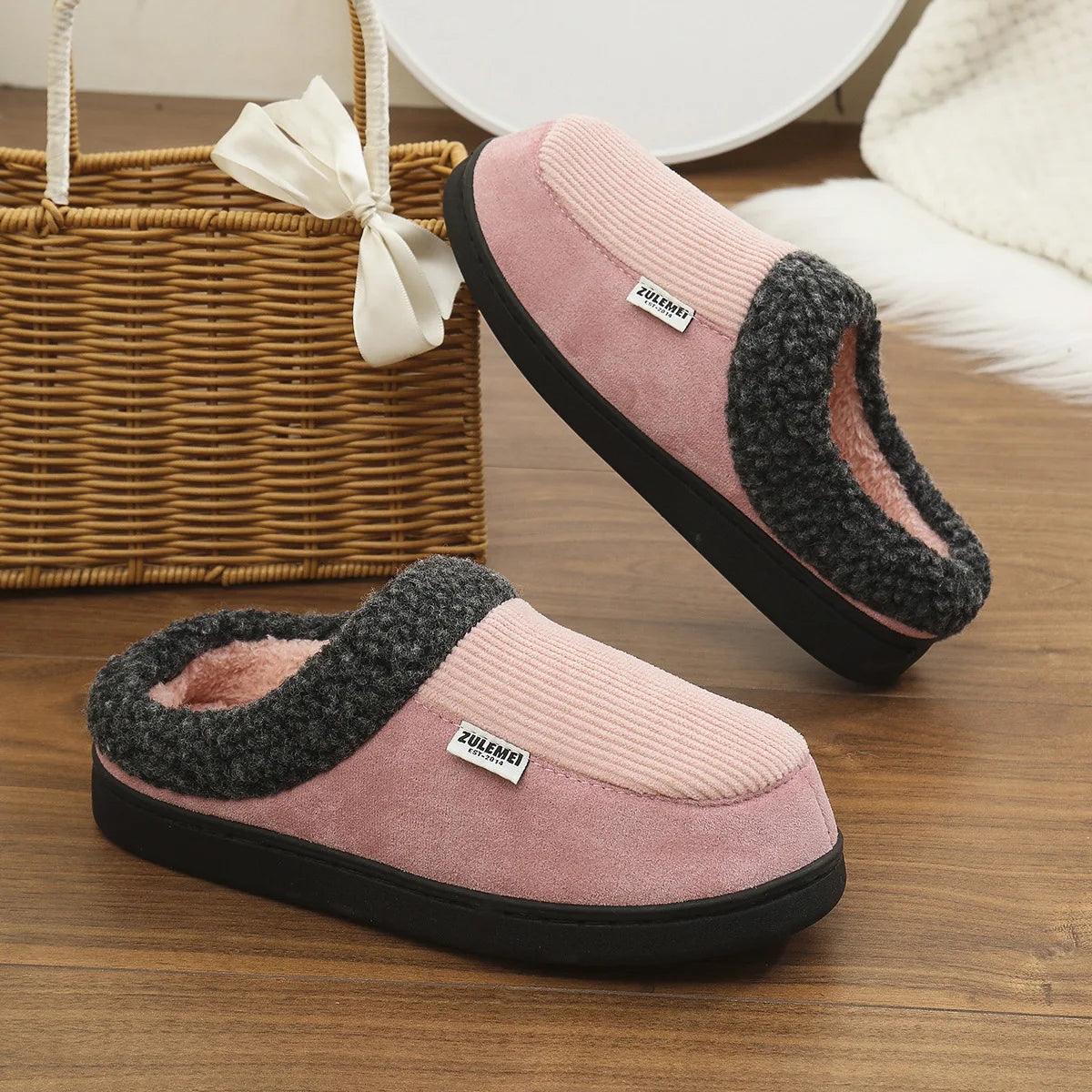 Heren Geheugenfoam Huisslippers met Zachte Pluche en Antislip Zool 5