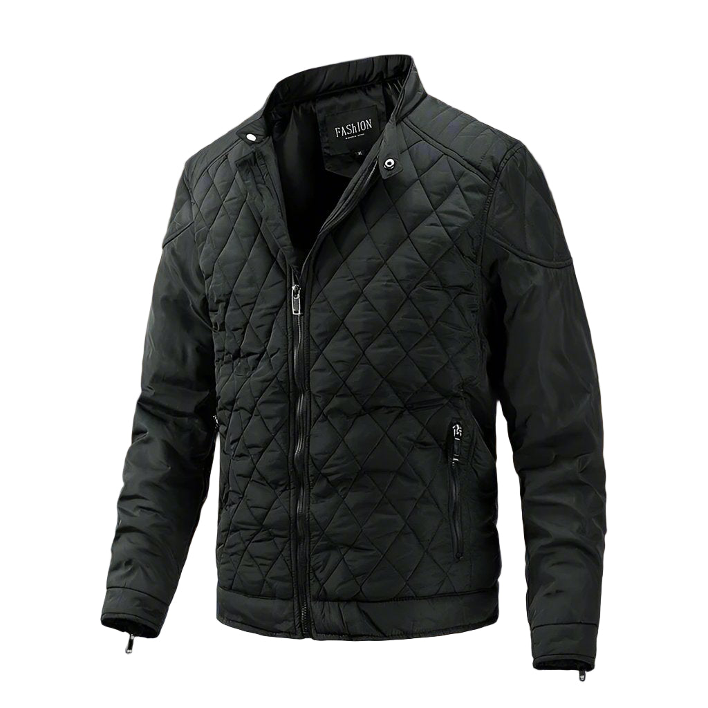 Heren Gequilt Jacket Slim Fit Hoge Kraag Met Rits 0