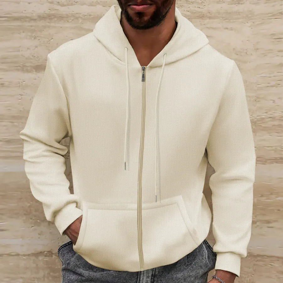 Heren Hooded Jacket Regular Fit Waffle Textuur 4