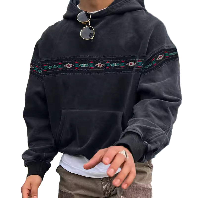 Heren Hoodie Oversized Fit Retro Print