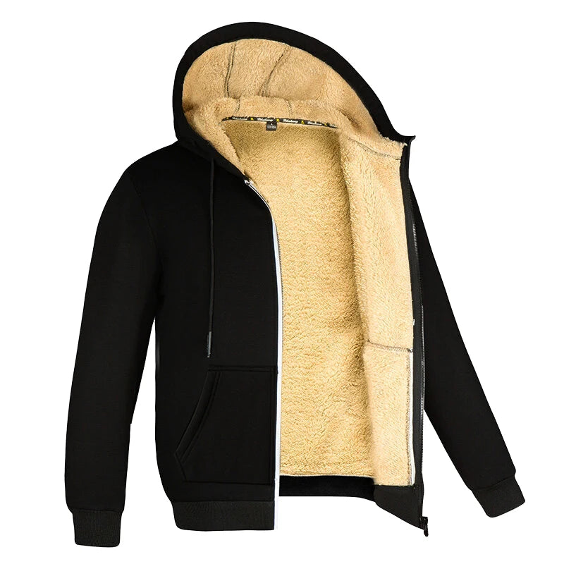 Heren Hoodie Zipper van Lamswol met Capuchon voor Casual en Sportieve Gelegenheden 0