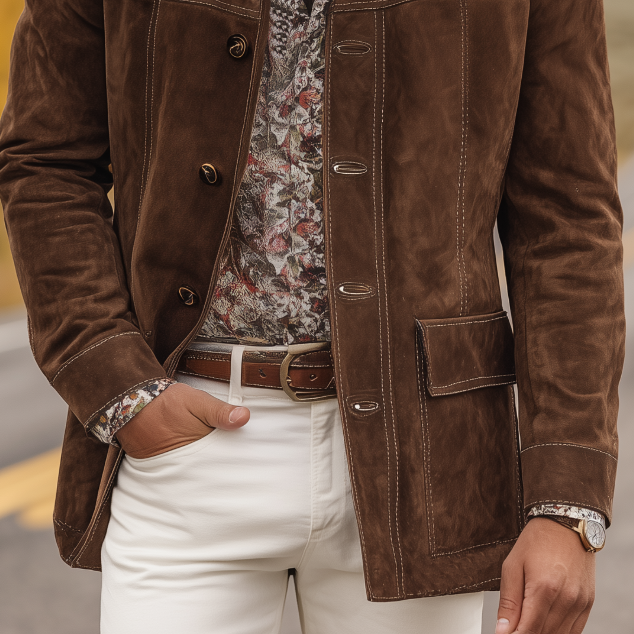 Heren Jas met Revers en Stoer Design