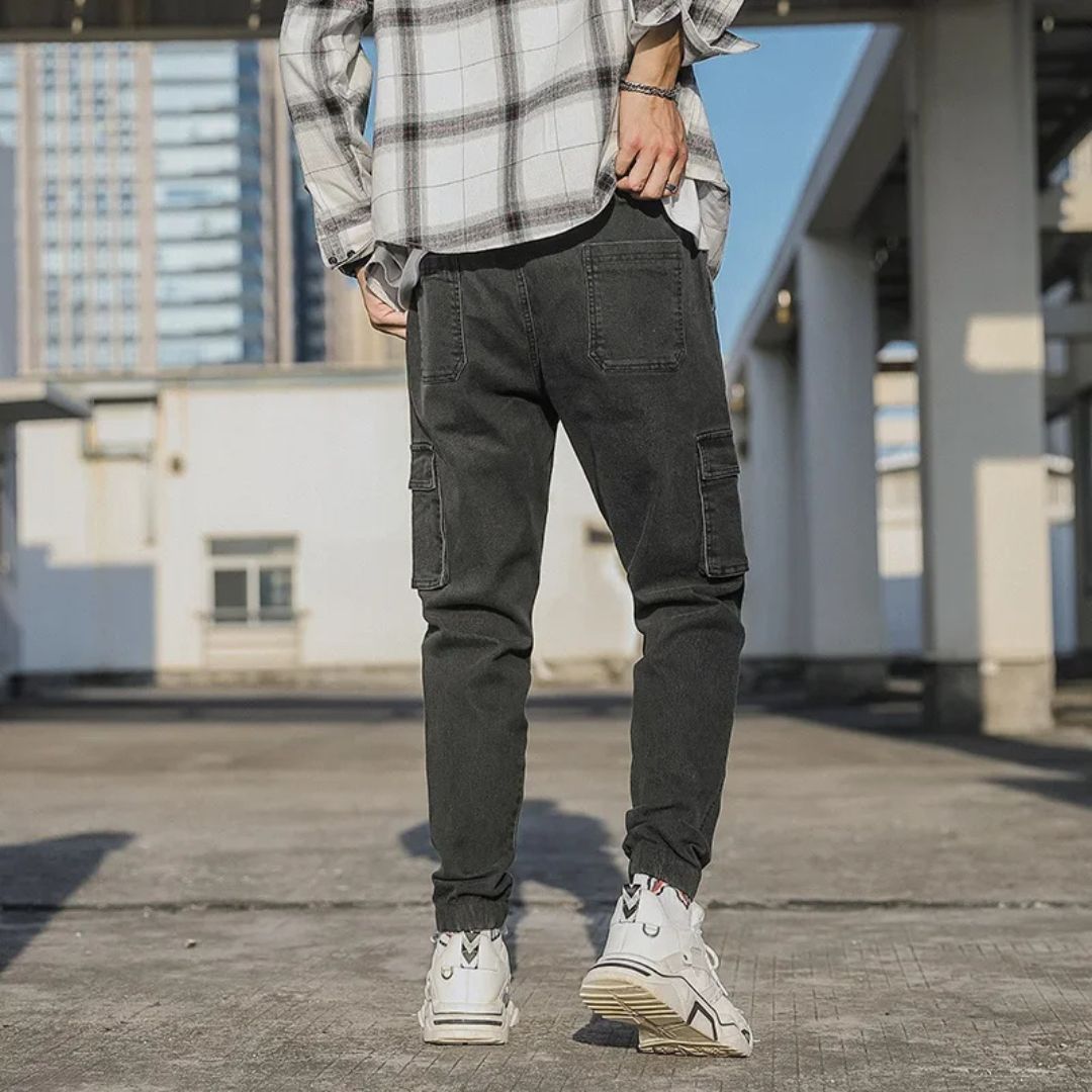 Heren Jogging Broeken Casual Denim Met Meerdere Zakken 2